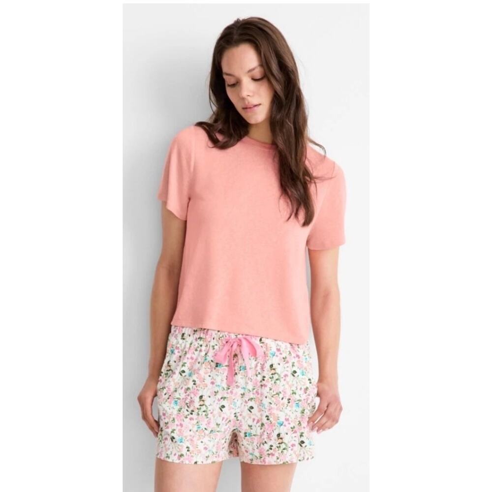 Brand New State of day Women's Size Large Sea Coral Pink Short Sleeve Top Shirt